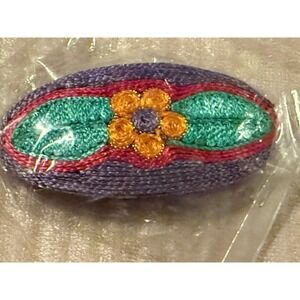 Large Raffia Style Braided Hair Barrette Metal Clip Made In Philippines